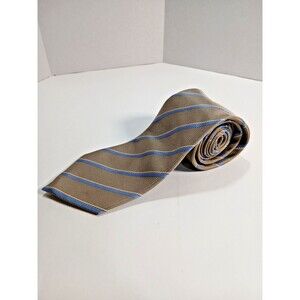 Mens Tie by Donald J Trump Signature Collection 100% Silk Brown Blue Stripe